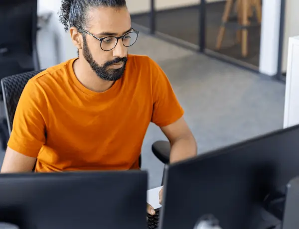 user at desk